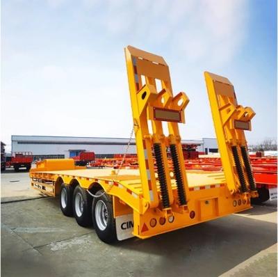 China Air Drum Brake 120ton Low Loader Low Bed Semi Trailer for Multiple Steering Lifting for sale