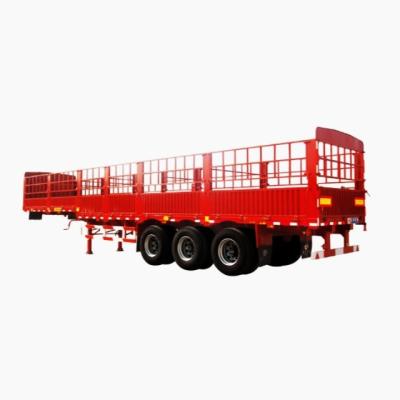 China 3 Axles Cargo Fence Semi Trailer 50 / 60 Ton Fence Bulk Cargo Trailers Stake Fence Trailer for sale