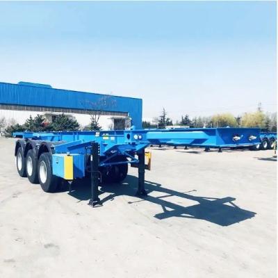 China Transport Function 3 Axle Blue Skeleton Semi Trailer for Transporting 40ft Container for sale