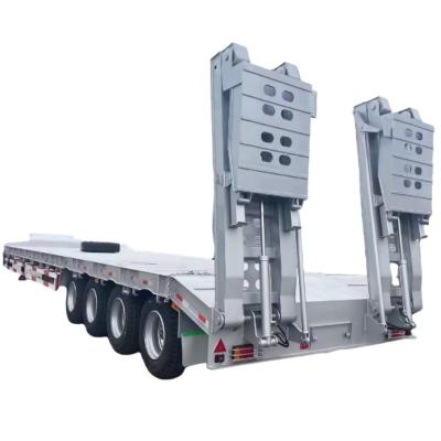 China Transport Heavy Duty Equipment 4 Axles Double Hydraulic Ladder Low Bed Semi Trailer for sale