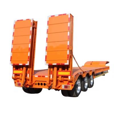 China Heavy Duty Lowboy Trailer Transport Heavy Machine 3 axles Low Bed Truck Semi Trailer With Customized Color for sale