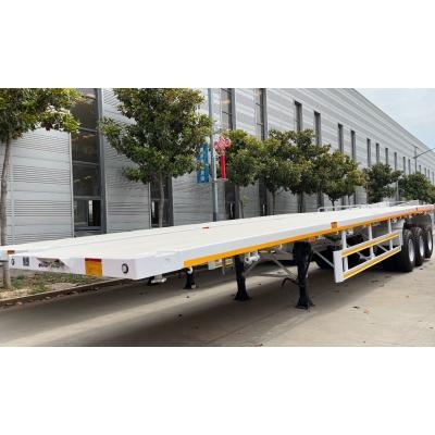 China 40 Ft 3Axles 4Axles Steel Container Trailer Flatbed Truck Semi Trailer Tire 12R22.5 for sale