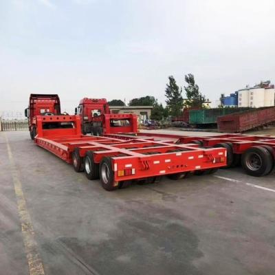 China Durable Hydraulic Ramp Multi Axles 3 4 Axle Load Excavator Lowbed Truck Semi Trailer for sale