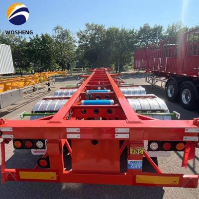 China Tare Weight 6500kgs 2 Axle Skeleton Trailer for 20ft 40ft 45ft Shipping Container for sale