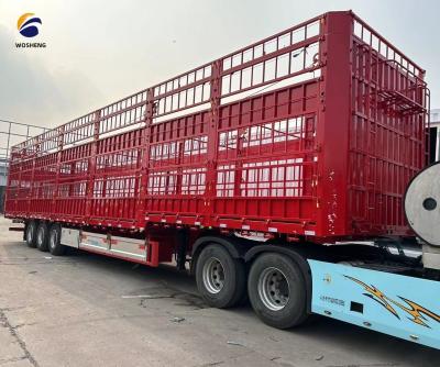 China 3 Axles High Fence Semi Trailer For Transporting Cattle Cow With Rim 8.5-20 And Durable for sale