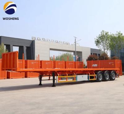 China Timber Logging Transport Platform 3 Axle Timber Flatbed Semi Trailer for sale