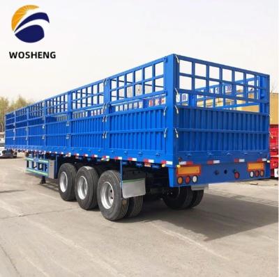 China 12.4m Length 50T 3 Axle Side Plate Side Fence Semi Trailer with Mechanical Suspension for sale