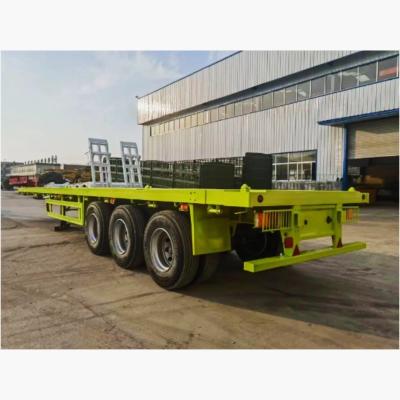 China 50ft 53ft Flatbed Semi-Trailer 3 Axle Steel Flatbed Trailers for on Truck Trailer for sale