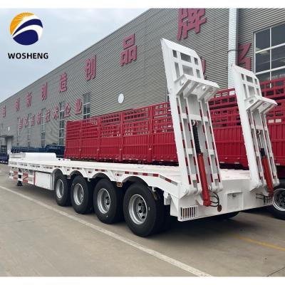 China Leaf Spring 3 Axle Hydraulic Extendable Lowboy Loader Lowbed Semi Trailer for Heavy Loads for sale