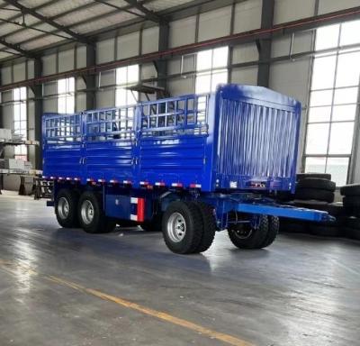 China Customer's Request 3 Axle Draw Bar Fence Full Trailer with Fence Stake for sale