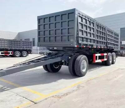 China 3 Axle Draw Bar Side Dump Full Trailer 40-100 tons Drawbar Towing Dolly Full Truck Trailer for sale