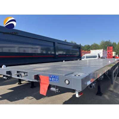 China 120tons Flat Bed Truck Trailer for Bulk Cargo and 20ft 40ft Container for sale