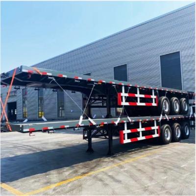 China 12 Set Twist Lock Flatbed Semi Trailer for 30T to 100ton Capacity and Truck Trailer for sale