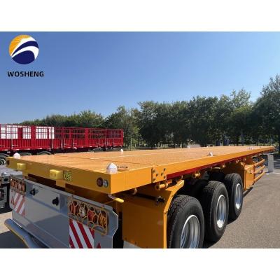 China 20ft 40ft Container Flatbed Truck Semi Trailer with 3mm 4mm Grain Plate Platform for sale