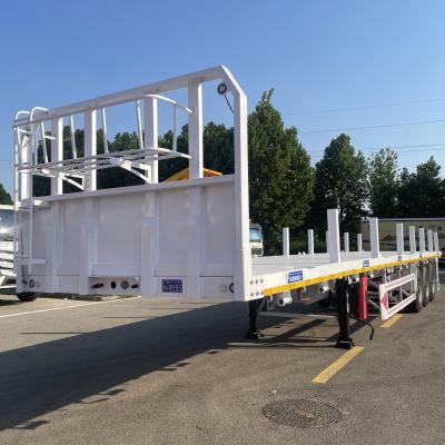 China Side Column Flatbed Semi Trailer Designed for Timber Coil and Steel Container Haulage for sale