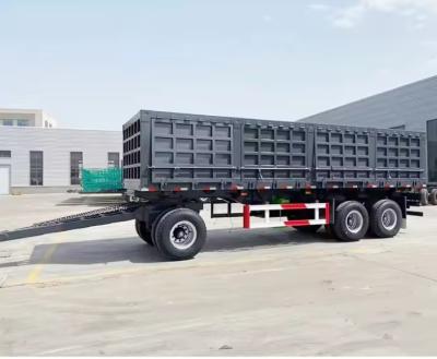 China 3 Axle Draw Bar Side Dump Full Trailer 40-100 tons Drawbar Towing Dolly Full Truck Trailer for sale