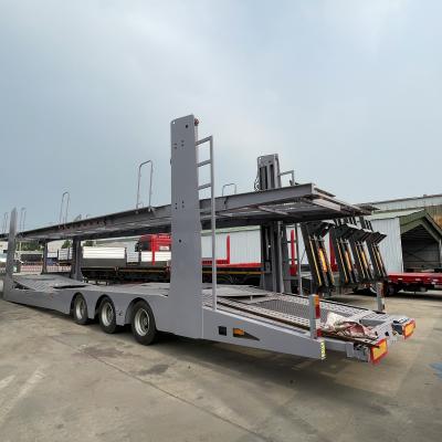 China Truck Trailer 3 Axle Double Deck Vehicle Car Carrier Semi Trailer with Manual Lifting for sale