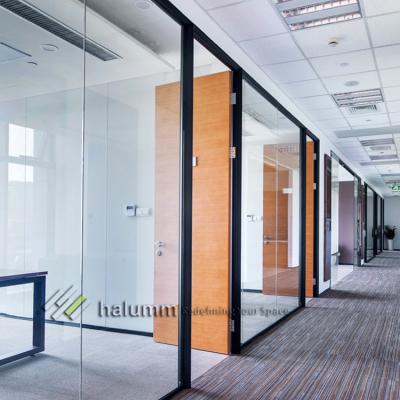 China Commercial Demountable Steel Profile Glass Partition Double Partition Office Furniture Glass Partition System for sale