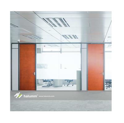 China Modern Tempered Glass Partition Panel Folding Screen Office Partition Wall Translucent Divider for sale