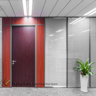 China Aluminum alloy modular halumm office partition full height double glass and hotel door for partition wall for sale