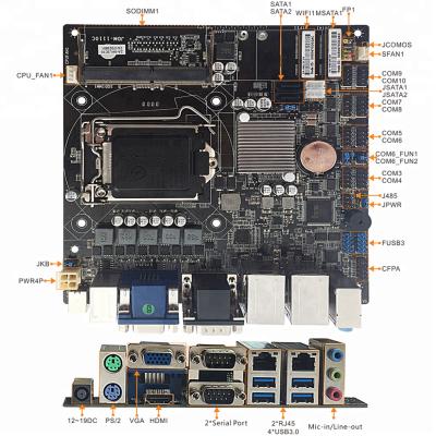 China ATM Machine OEM X86 Motherboard Intel H110 Socket Processor DDR4 10*COM 2*RJ45 LAN 1151 for sale