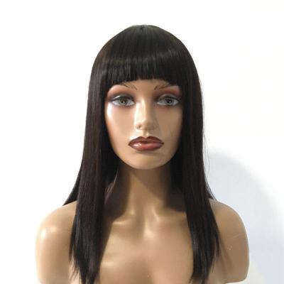 China Factory Sale 100% Straight Hair Cuticle Aligned Virgin With Bangs Straight Hair Wig Length Can Be Customized for sale