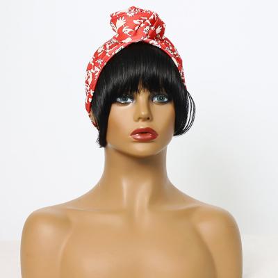 China European and American women's fashion main strip straight red headband hits Virgin natural straight wig high temperature silk wig for sale