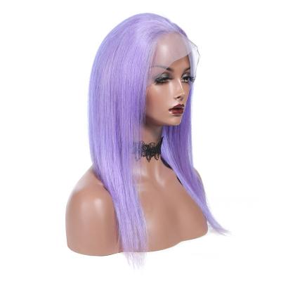 China Virgin Hair Straight Transparent Lace Front Wig Purple Bob Wig Silky Straight Hair for sale