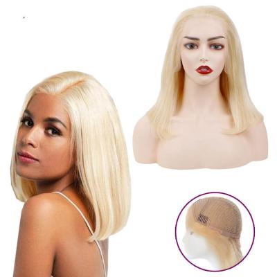 China Hot Sale 613 Human Hair Blonde Virgin Straight Hair Short Bob Human Hair Lace Front Wig Transparent Mix for sale