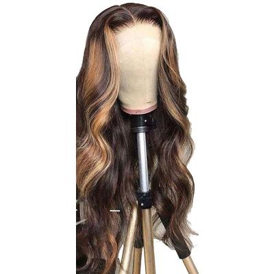 China Wholesale Body Wave Lace Front Wig Highlight Brown Human Hair Transparent Wig Cuticle Aligned Transparent Frontal Closure Hair for sale