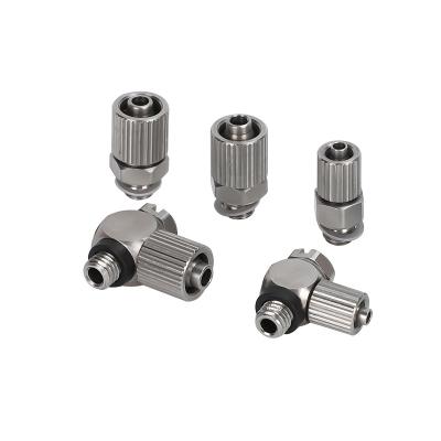 China SMC Micro Stainless Steel Quick Twist Pagoda Elbow Joint M-3H-4 M-5H-3/4/6M-4 Straight Air Nozzle for sale