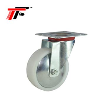 China European Style Industrial Trolley 5inch/125mm White PP Swivel With Caster Wheel / Without Brake for sale