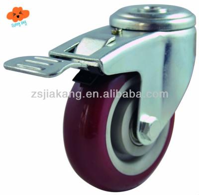 China 5inch Polyurethane (PU) PU Locking Caster Wheel, Threaded Stem, Screw In Caster for sale