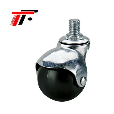 China Single Stem Furniture Caster Hole Bearing Ball Swivel Caster Wheel Rubber Hard Rubber Chair Wheel for sale