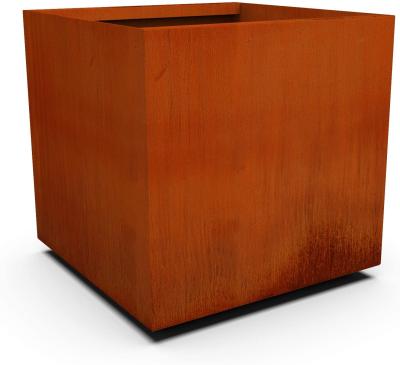 China Anti-corrosion Corten Steel Metal Planter Box, Square and Cube Sizes, Modern Garden Steel Planters for Commercial and Residential for sale