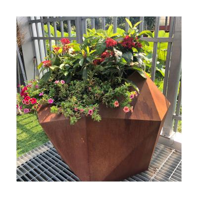 China Corten Steel Cube Planter Garden Flower Plant Box Custom Made Outdoor Anti-corrosion Steel Box Planter Pots for sale