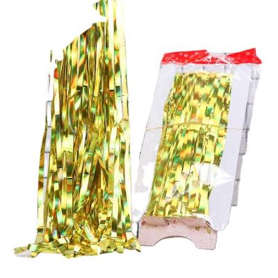 China Home Decor 3.2ft X 9.8ft Metallic Tinsel Foil Fringe Curtains for Party Photo Backdrop Wedding Decor (2 Packs, Gold) for sale