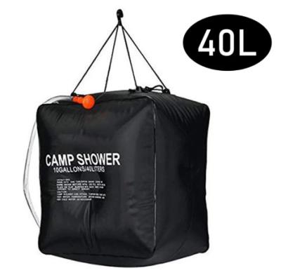 China Single Package 40L Outdoor Camping Shower Bag Summer Travel Solar Shower Bag with Removable Hose and On-Off Switchable Shower Head for sale