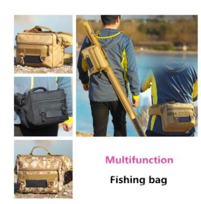 China 600D Multifunction Fishing Rod Nylon Sea Fishing Raft Fanny Pack Fishing Gear Bag Single Pack Mounchain Bag Rod Bag for sale