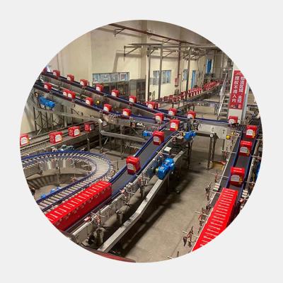 China Cold filling for beer High quality Fully automatic belt chain vonveyer packs conveyer SSC for carton packs, shuink film packs, plastic crate, etc. for sale