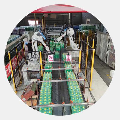 China food & Beverage Factory Plate High Form Lane Double Entrance Double Tunnel Gantry Palletizer for sale