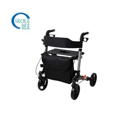 China Custom folding professional foldable four wheel outdoor rollator adjustable wheelchair for sale