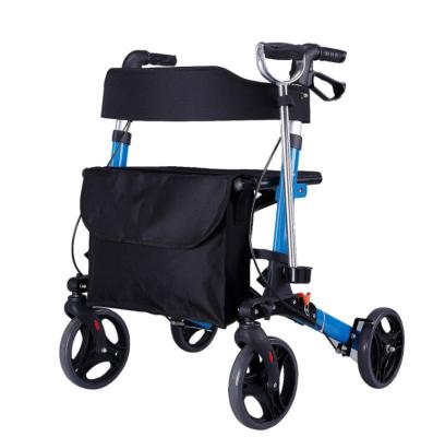 China Aluminum Alloy Wholesale 680D Oxford Cloth Portable Seat Panel Brake and Lockable Car for Disabled Older Rollator for sale