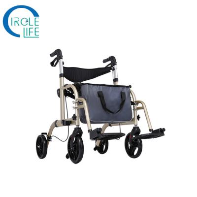 China 8 Inch Folding Wheels Rollator Walker Lightweight Rollator With Shopping Bag for sale