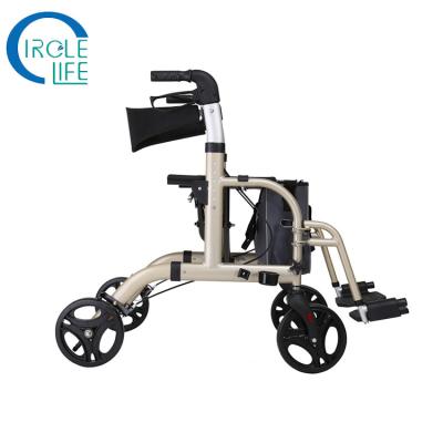 China Collapsible Portable Folding Aluminum Rollator Rollator Walker for sale