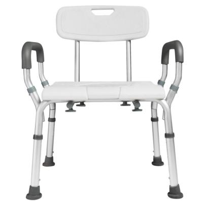 China Aluminum Alloy + Plastic Wholesale Home Care Bathroom Aluminum Shower Chair With Handle Adjustable Shower Chair for sale