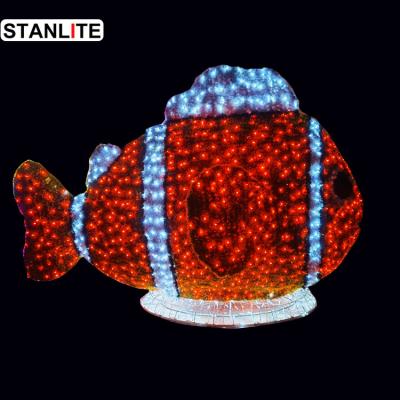 China Commercial Use OEM ODM Aluminum Structure LED Light Clown Fish With Colorful Light for sale