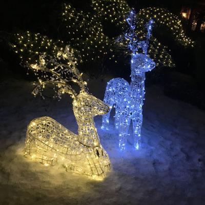 China Commercial Outdoor Garden Decorations Yard Use Decoration Christmas 3D Reindeer Pattern Lights for sale