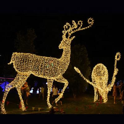 China Large Outdoor Commercial Use Holiday Christmas Party Reindeer Light Wire Frame Animated Buck Light Metal Deer Shaped Lights for sale