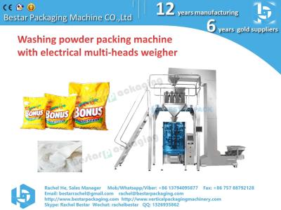 China How to pack wash powder pouch with spoon, Bestar detergent packing machine for sale